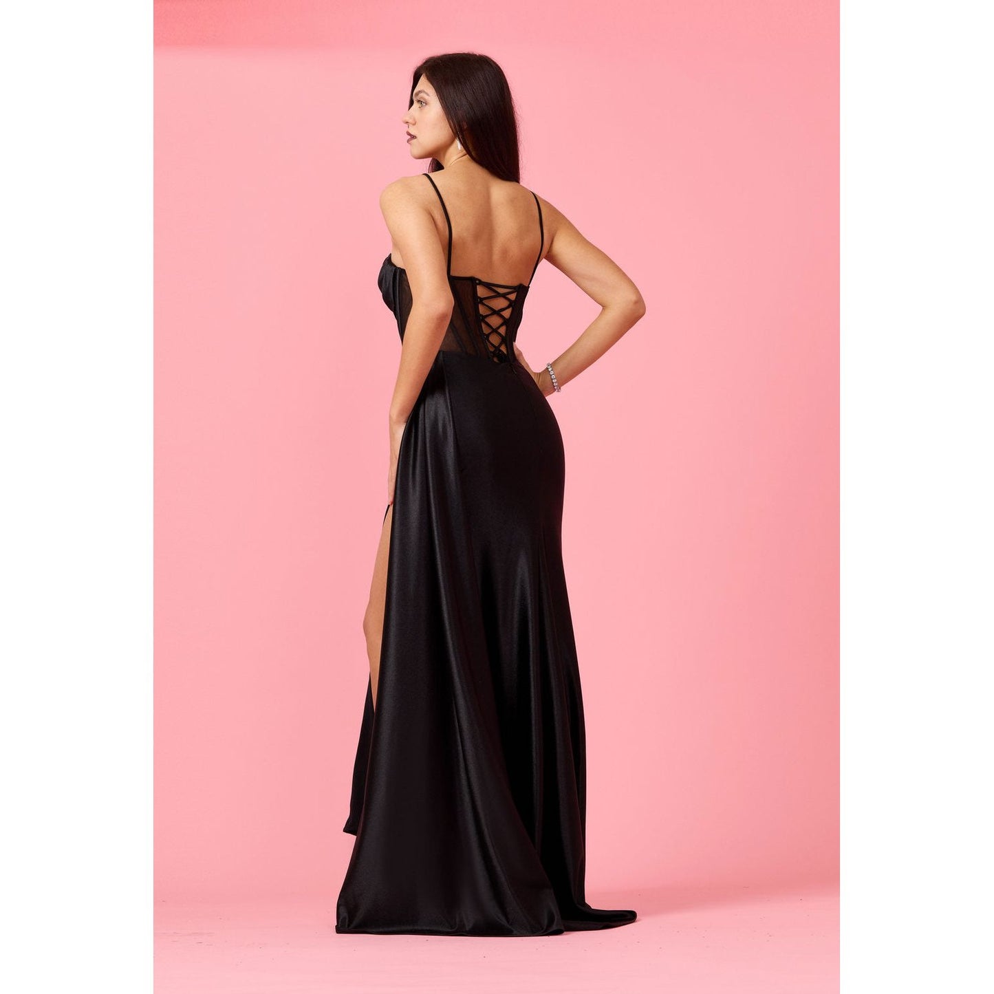 Emerald Green Long Cowl Corset Prom Dress
