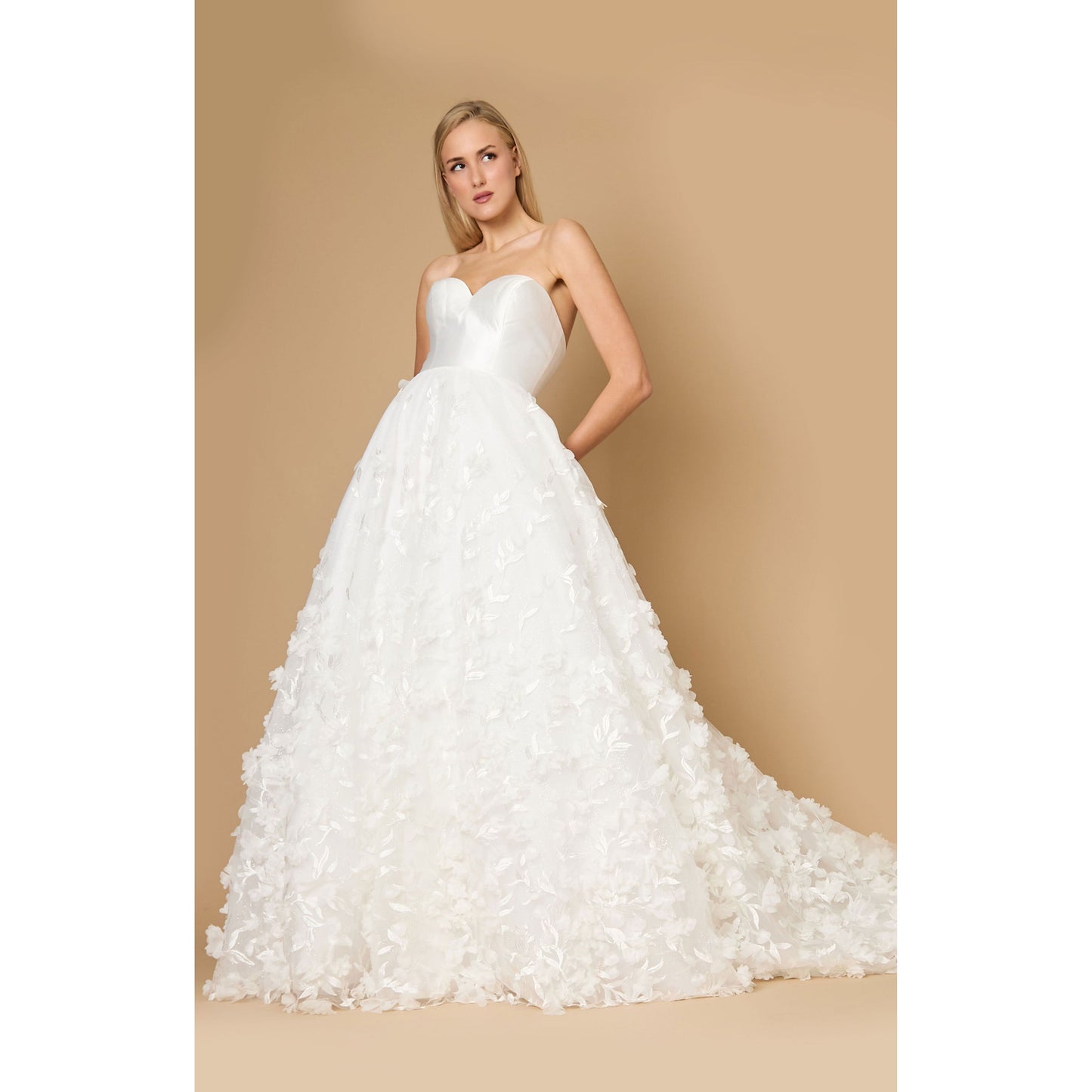 Long Strapless Wedding Dress