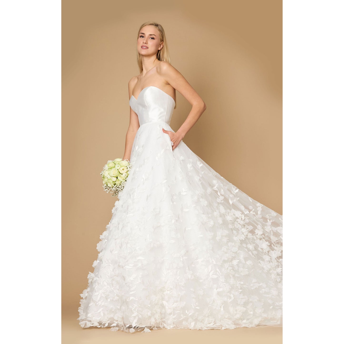 Long Strapless Wedding Dress