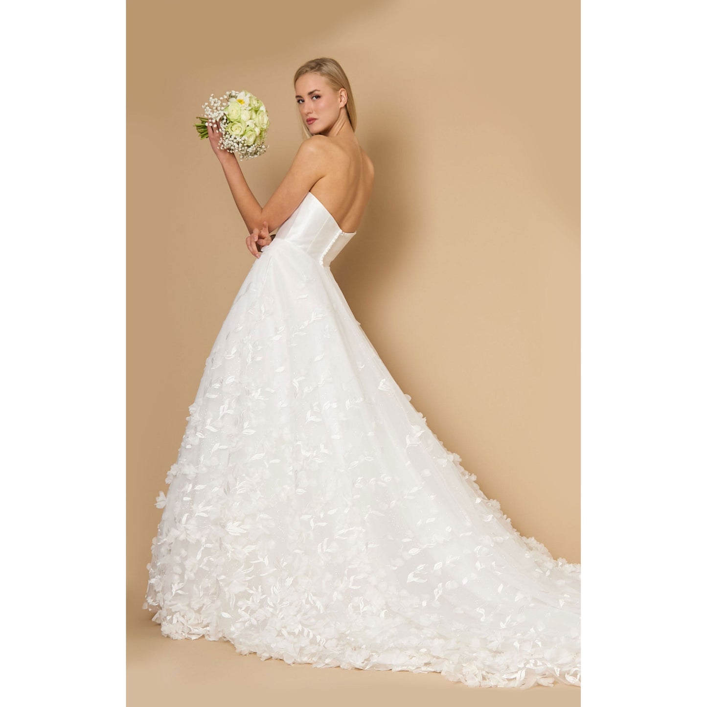 Long Strapless Wedding Dress