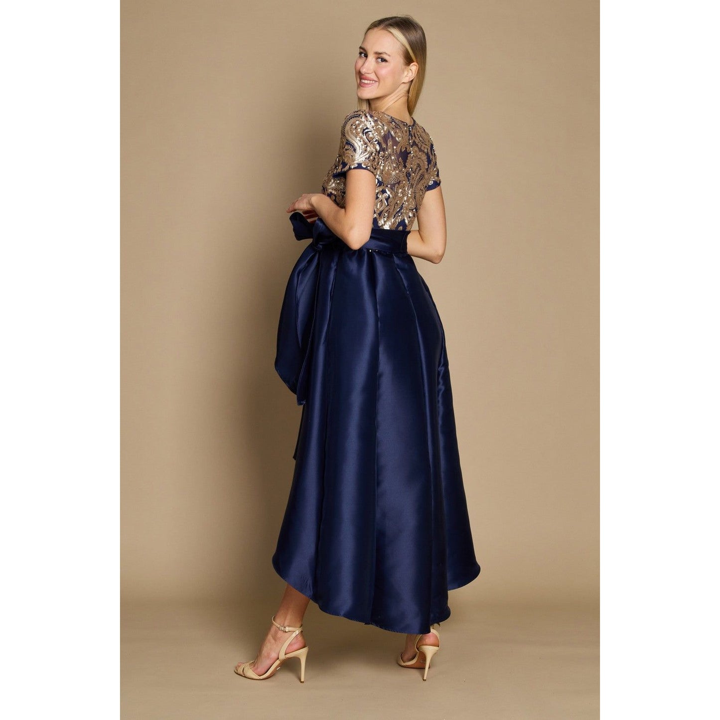 Navy High Low Mother Bride Dress