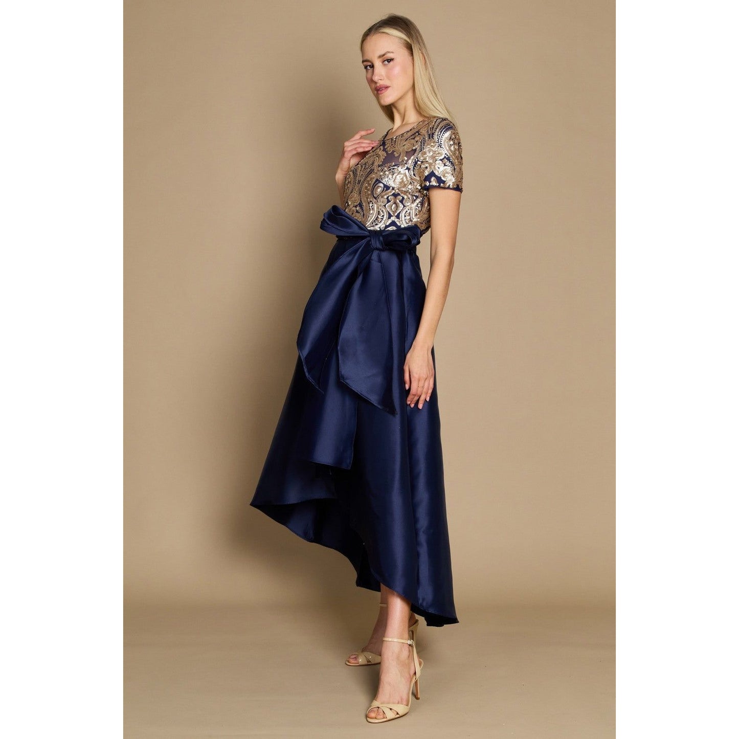 Navy High Low Mother Bride Dress
