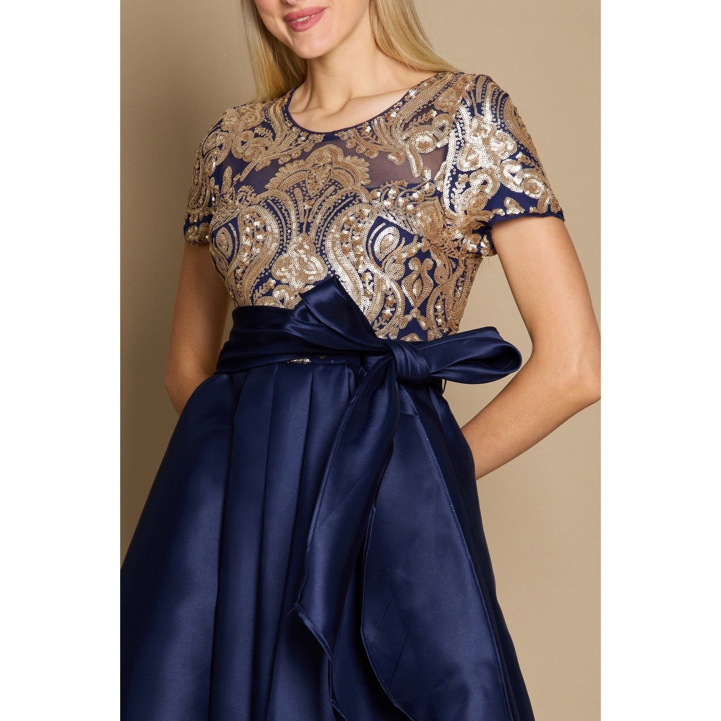 Navy High Low Mother Bride Dress