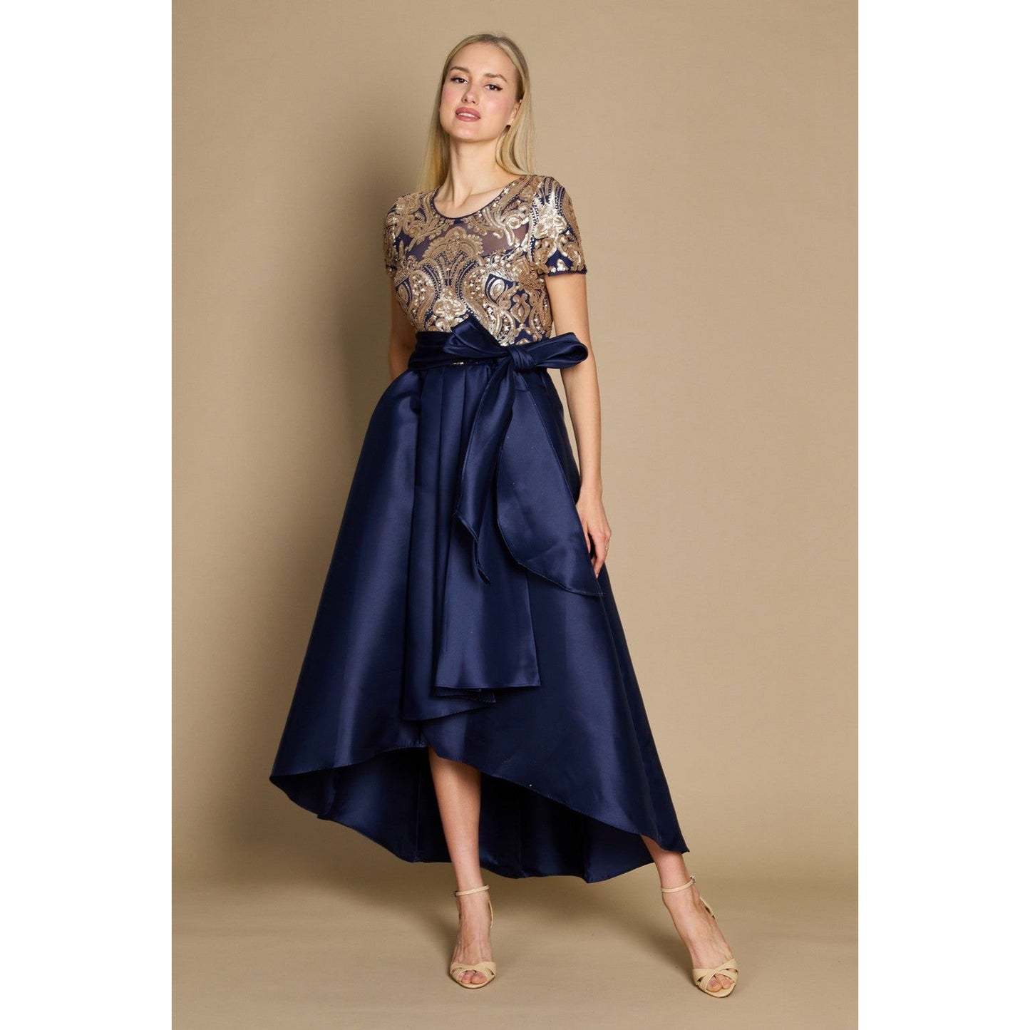 Navy High Low Mother Bride Dress