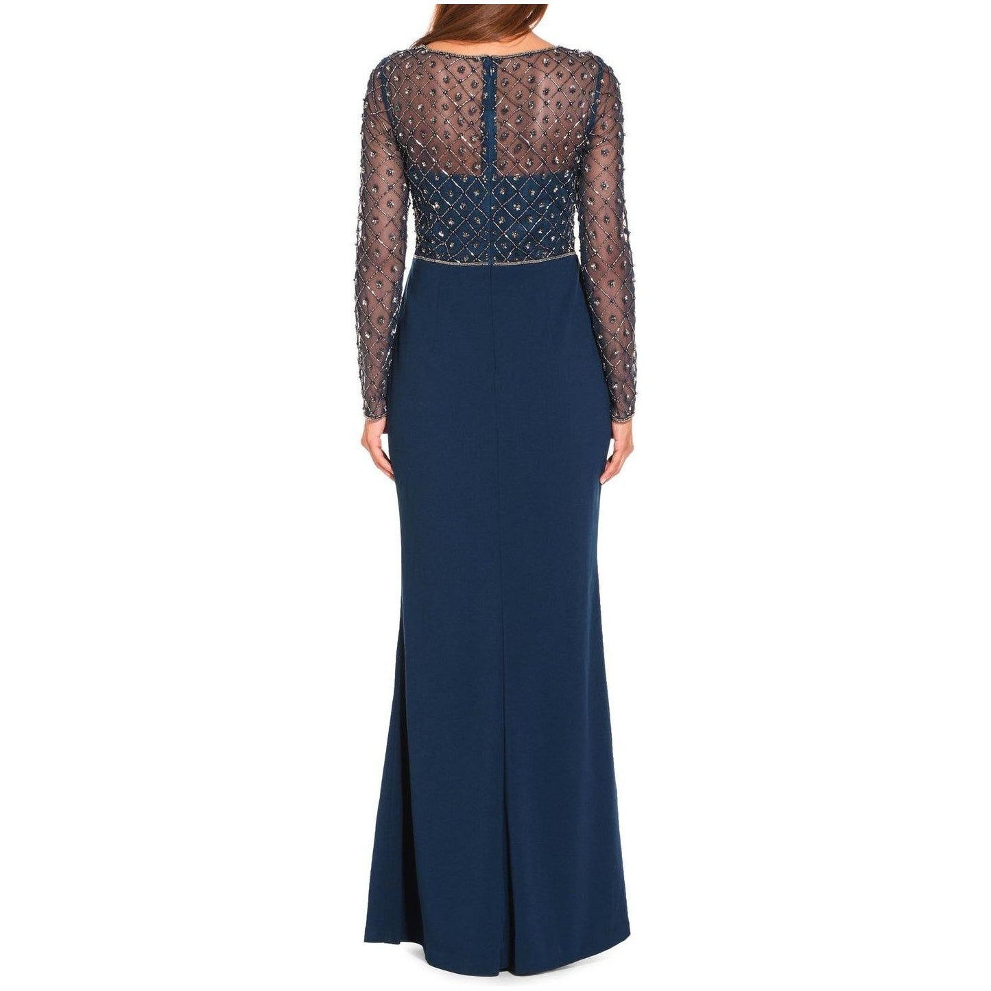 Adrianna Papell Long Sleeve Mesh Formal Dress