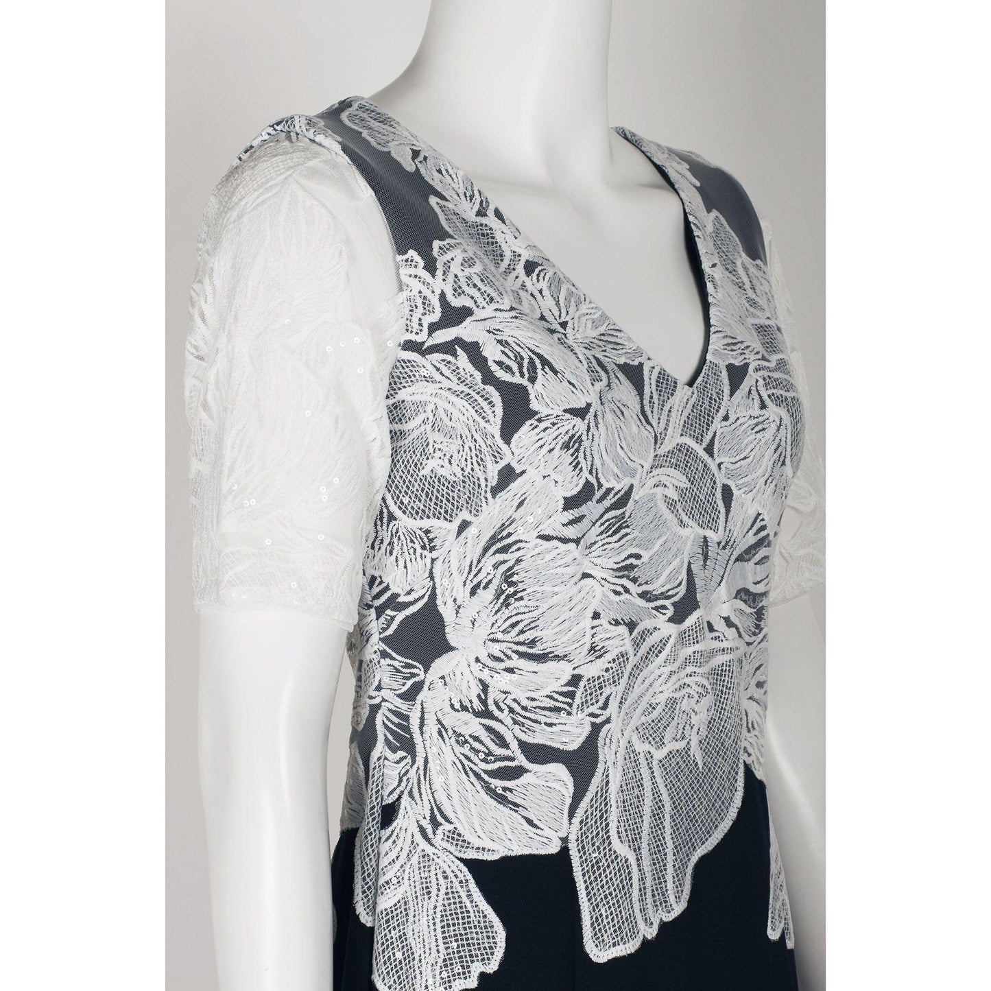 Adrianna Papell Embroidered Formal Crepe Dress