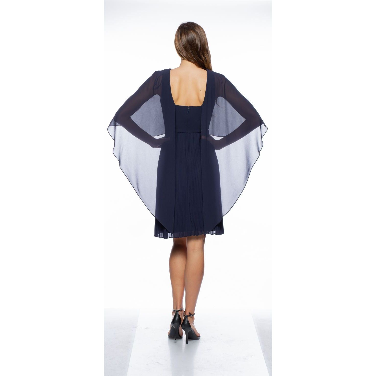 Chiffon Caplet Pleated Short Dress