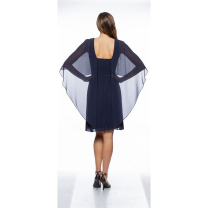 Chiffon Caplet Pleated Short Dress