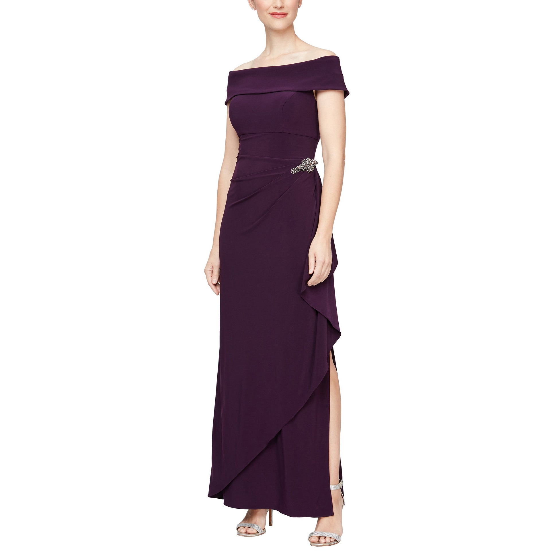 Long Off Shoulder Fitted Formal