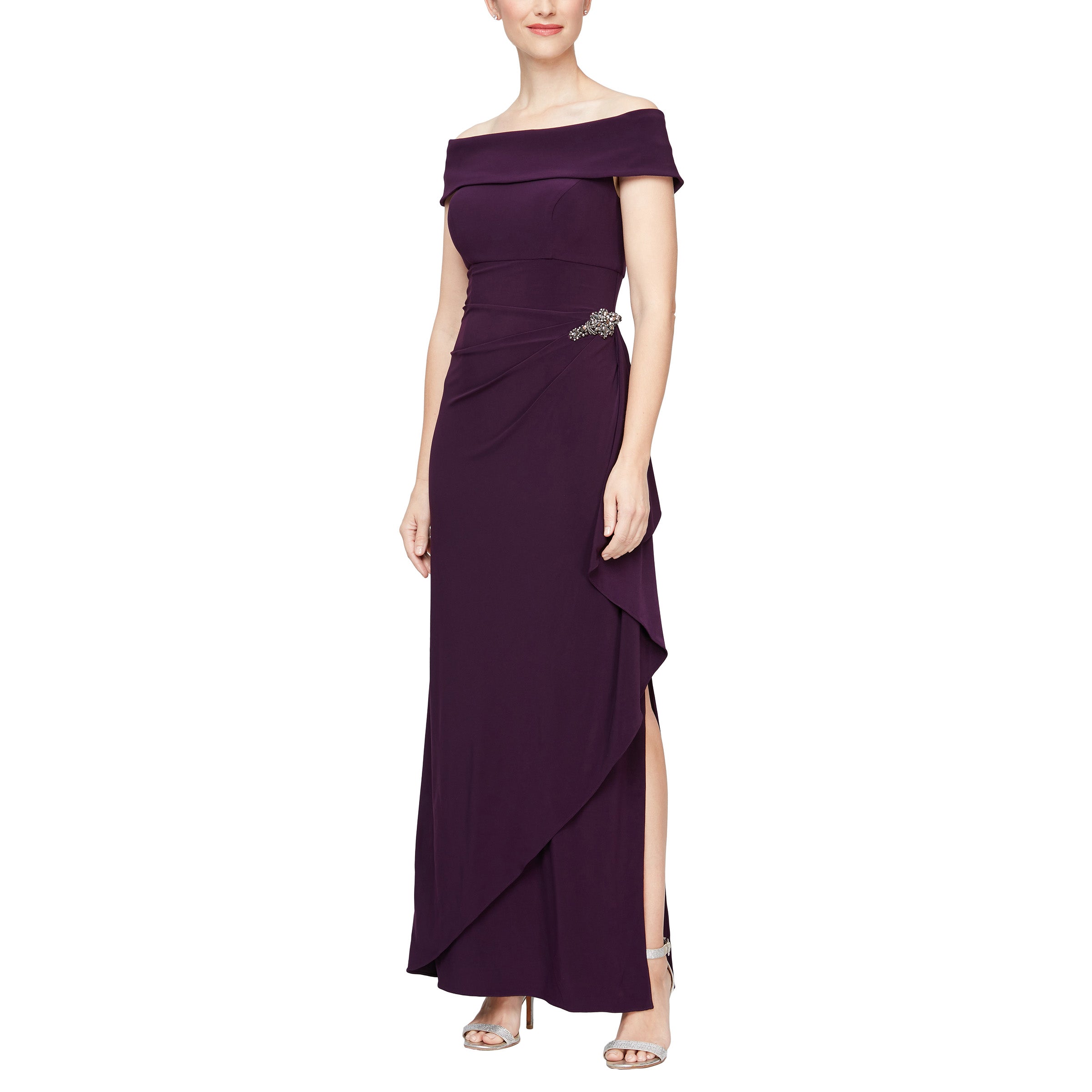 Long Off Shoulder Fitted Formal