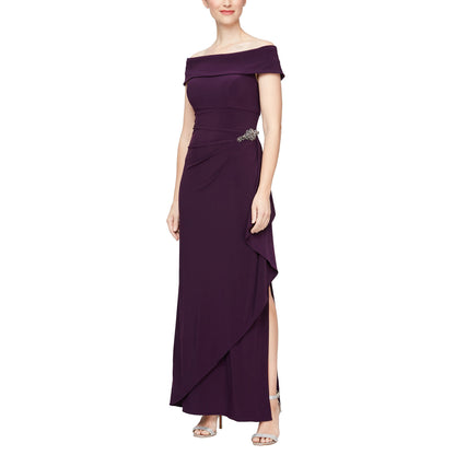 Long Off Shoulder Fitted Formal