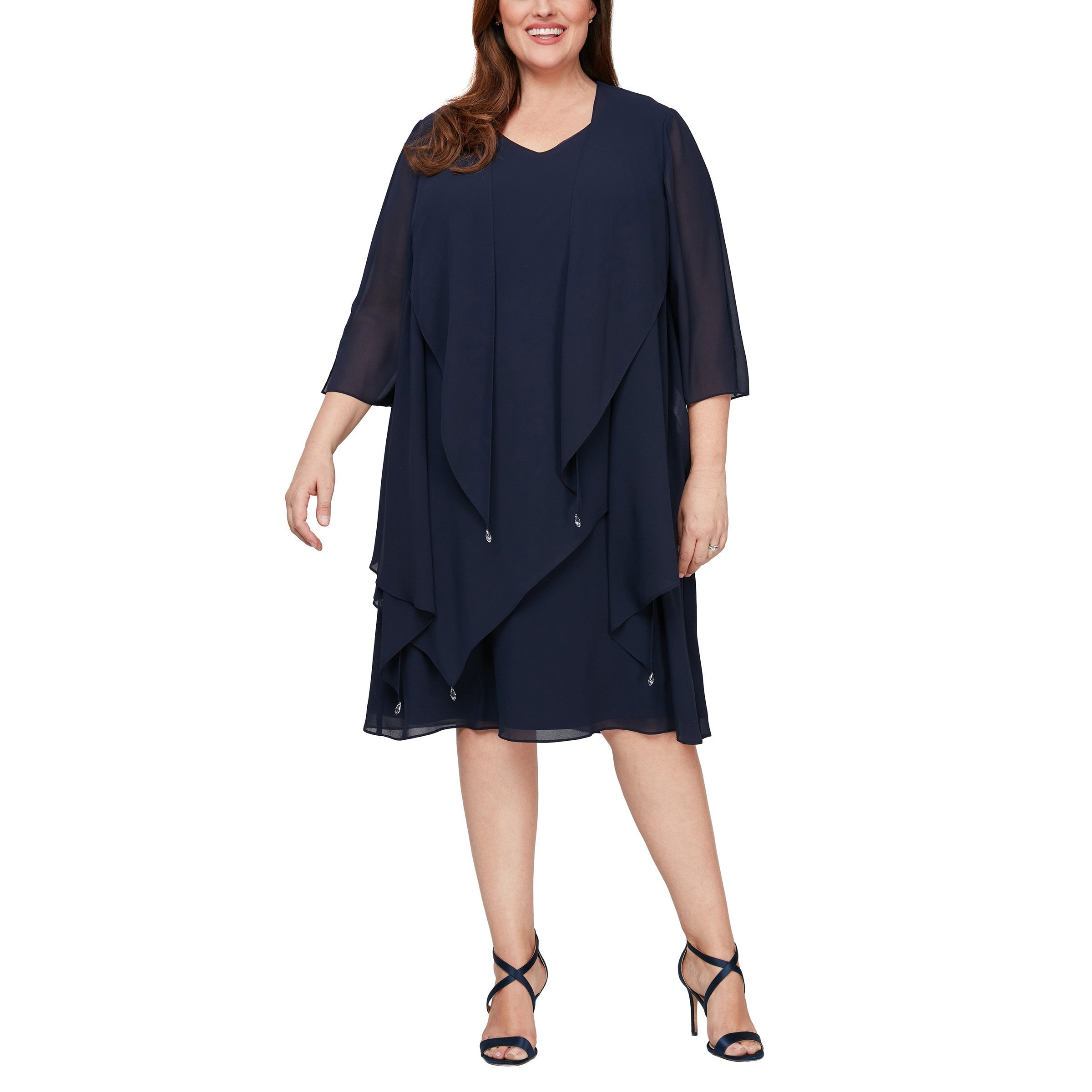 Navy Cocktail Plus Size Jacket Dress