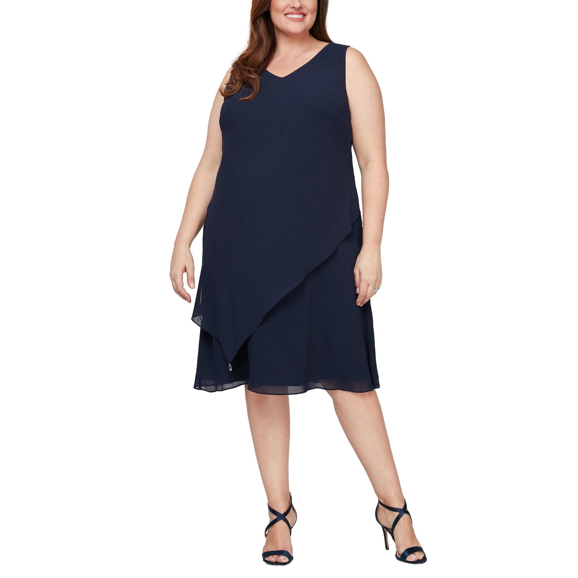 Navy Cocktail Plus Size Jacket Dress