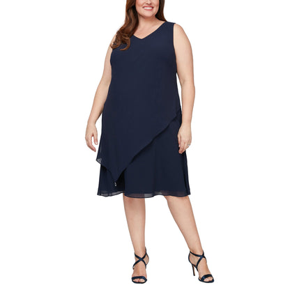 Navy Cocktail Plus Size Jacket Dress