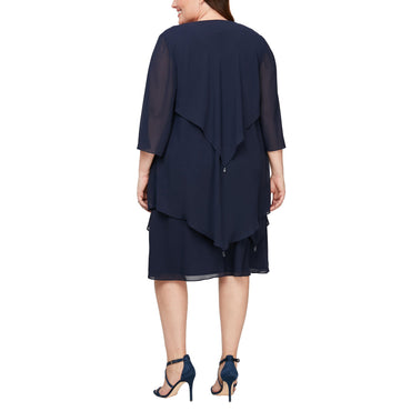 Navy Cocktail Plus Size Jacket Dress