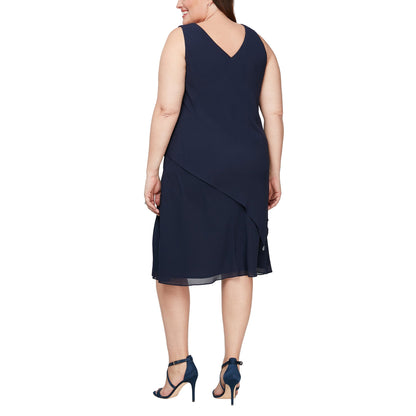 Navy Cocktail Plus Size Jacket Dress