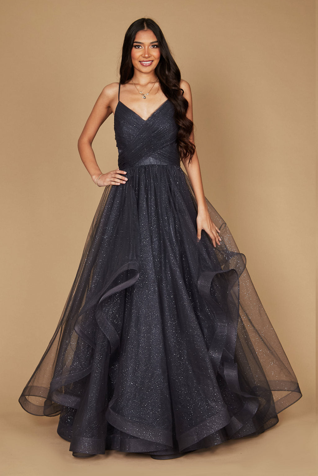Dazzling Sparkling Long Formal Evening Ball Gown Black
