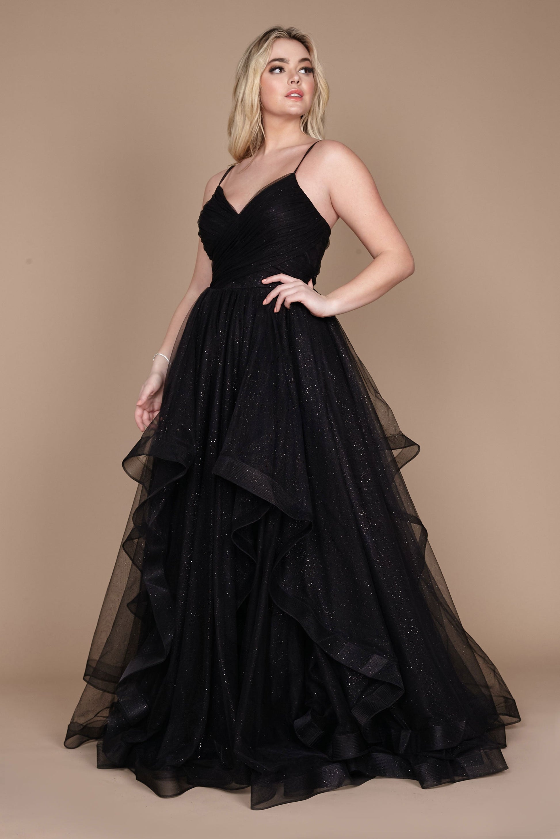 Dazzling Sparkling Long Formal Evening Ball Gown Black