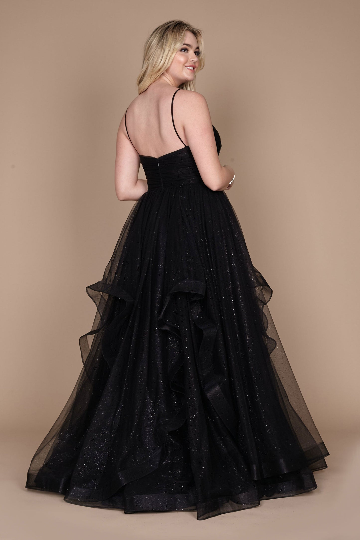 Dazzling Sparkling Long Formal Evening Ball Gown Black