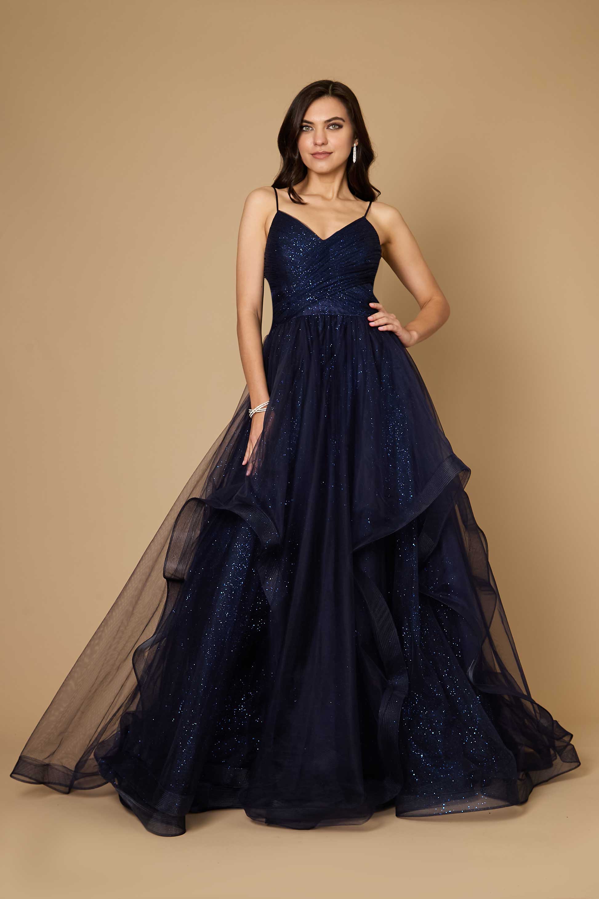 Dazzling Sparkling Long Formal Evening Ball Gown Black