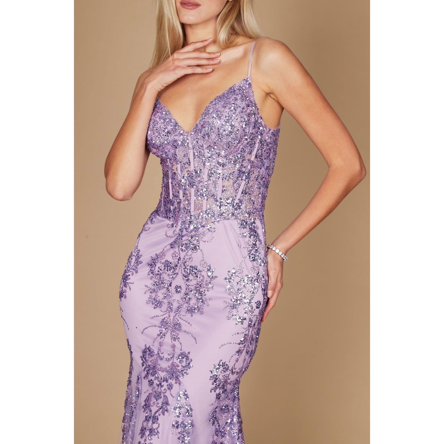 Fitted Corset Long Formal Prom Dress