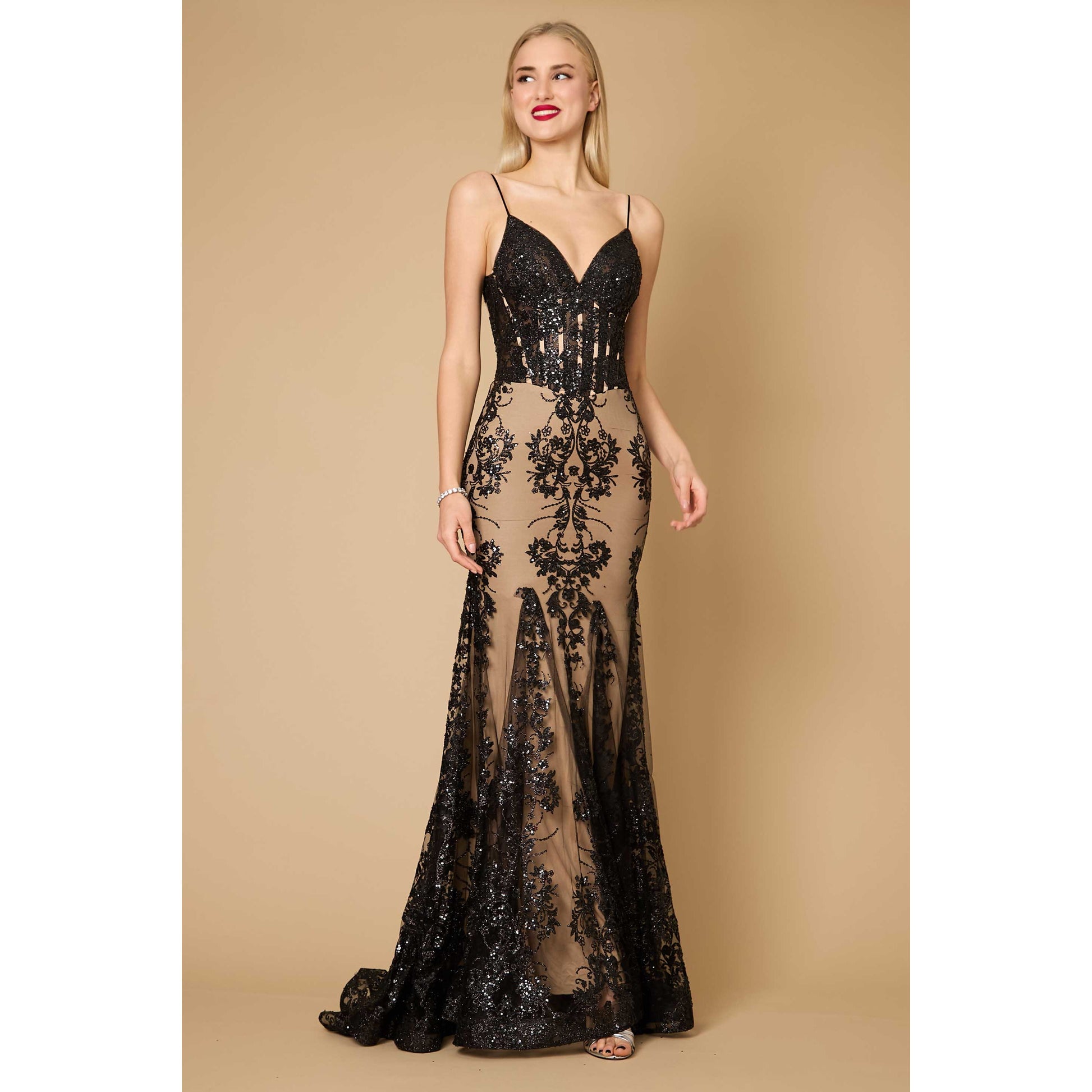 Fitted Corset Long Formal Prom Dress