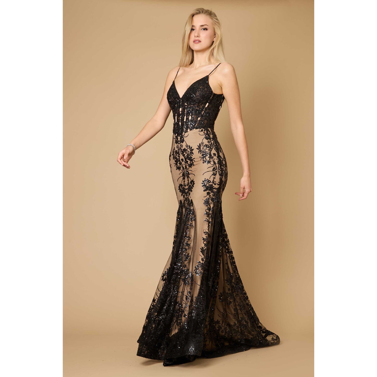 Fitted Corset Long Formal Prom Dress