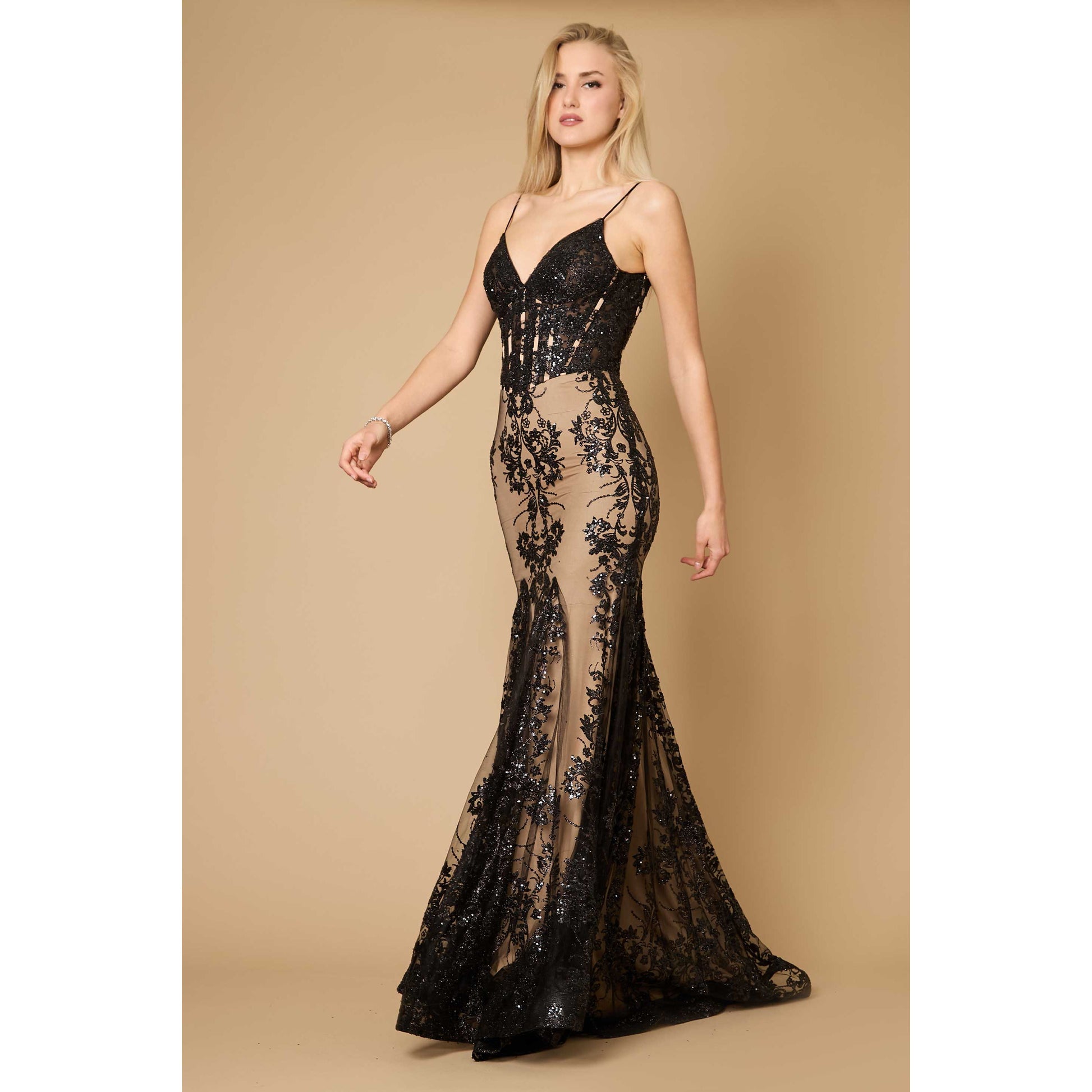 Fitted Corset Long Formal Prom Dress