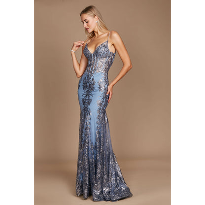 Fitted Corset Long Formal Prom Dress
