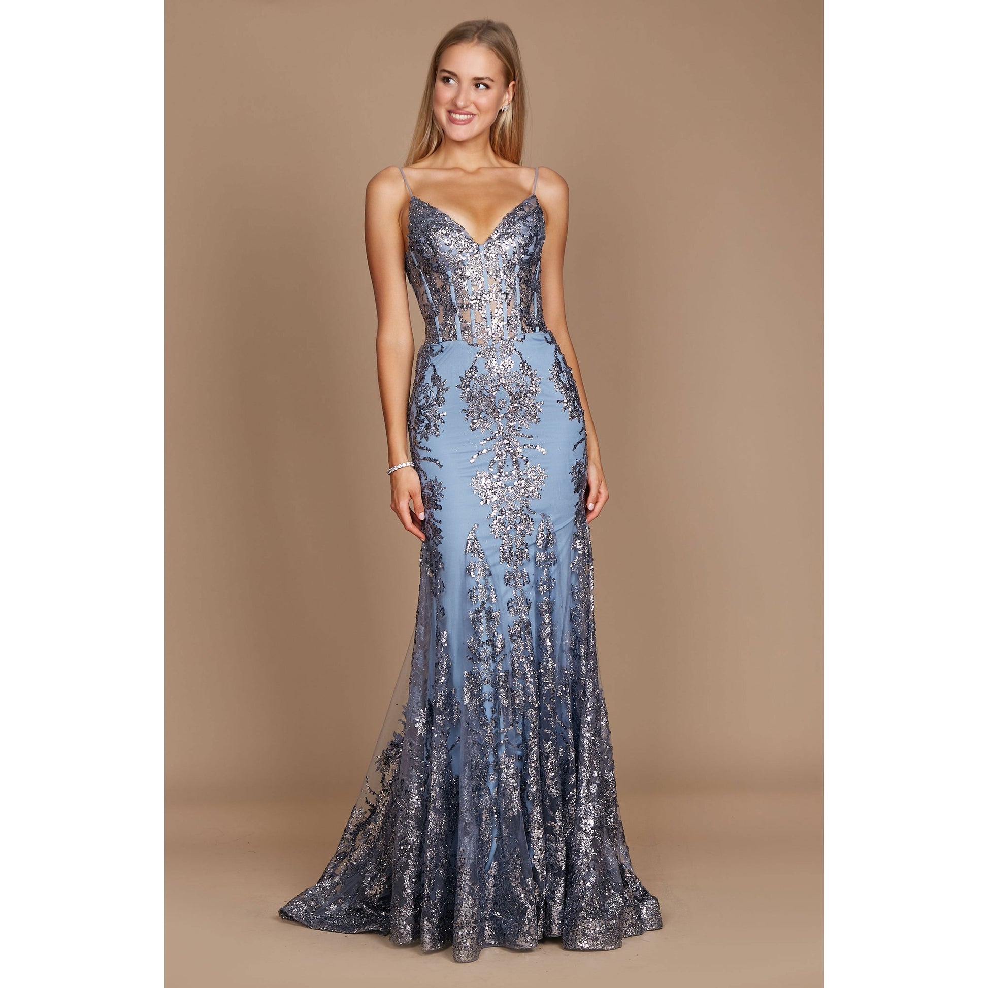 Fitted Corset Long Formal Prom Dress