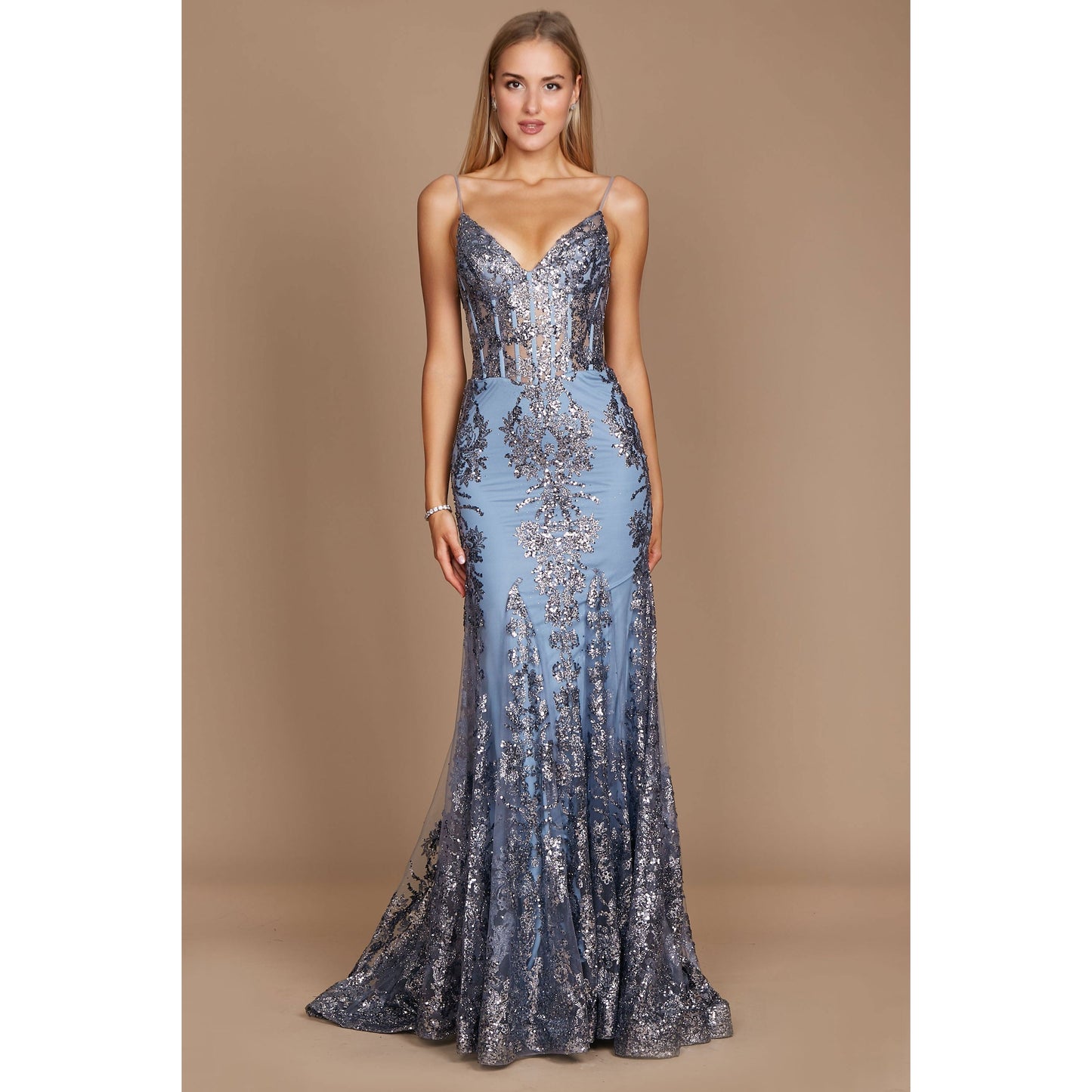 Fitted Corset Long Formal Prom Dress