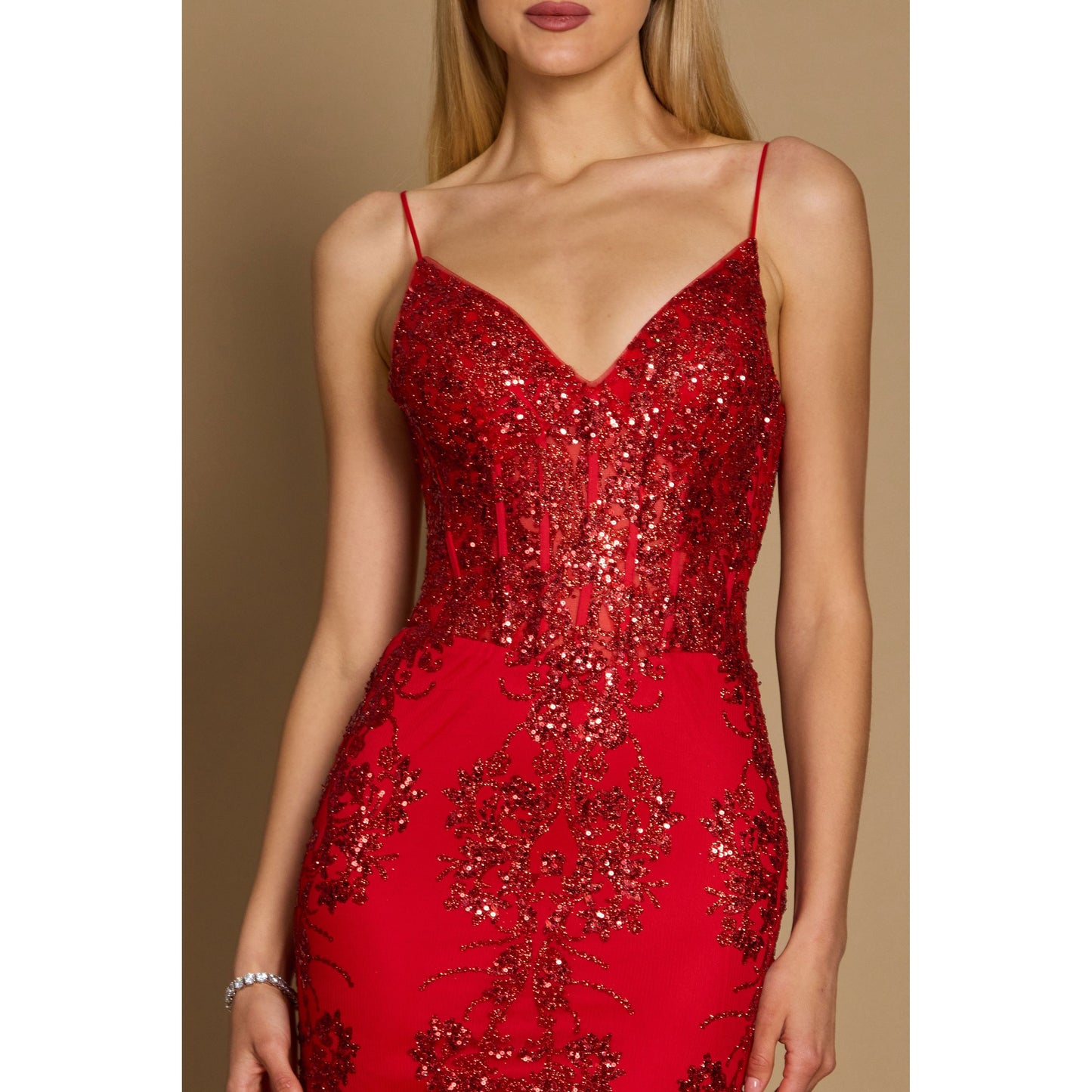 Fitted Corset Long Formal Prom Dress