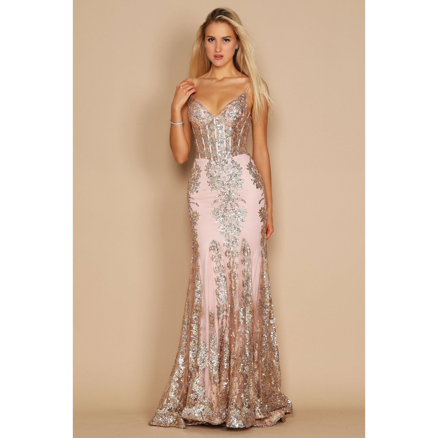 Fitted Corset Long Formal Prom Dress