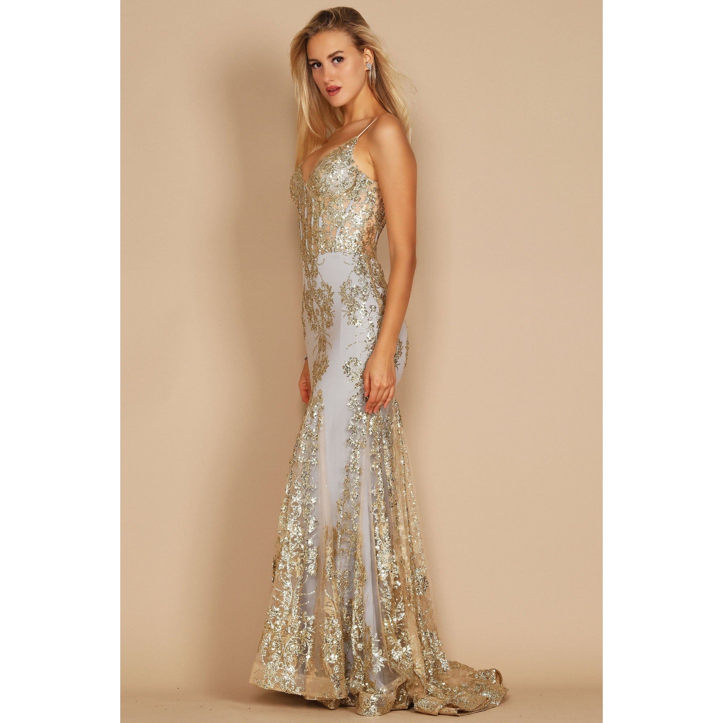 Fitted Corset Long Formal Prom Dress
