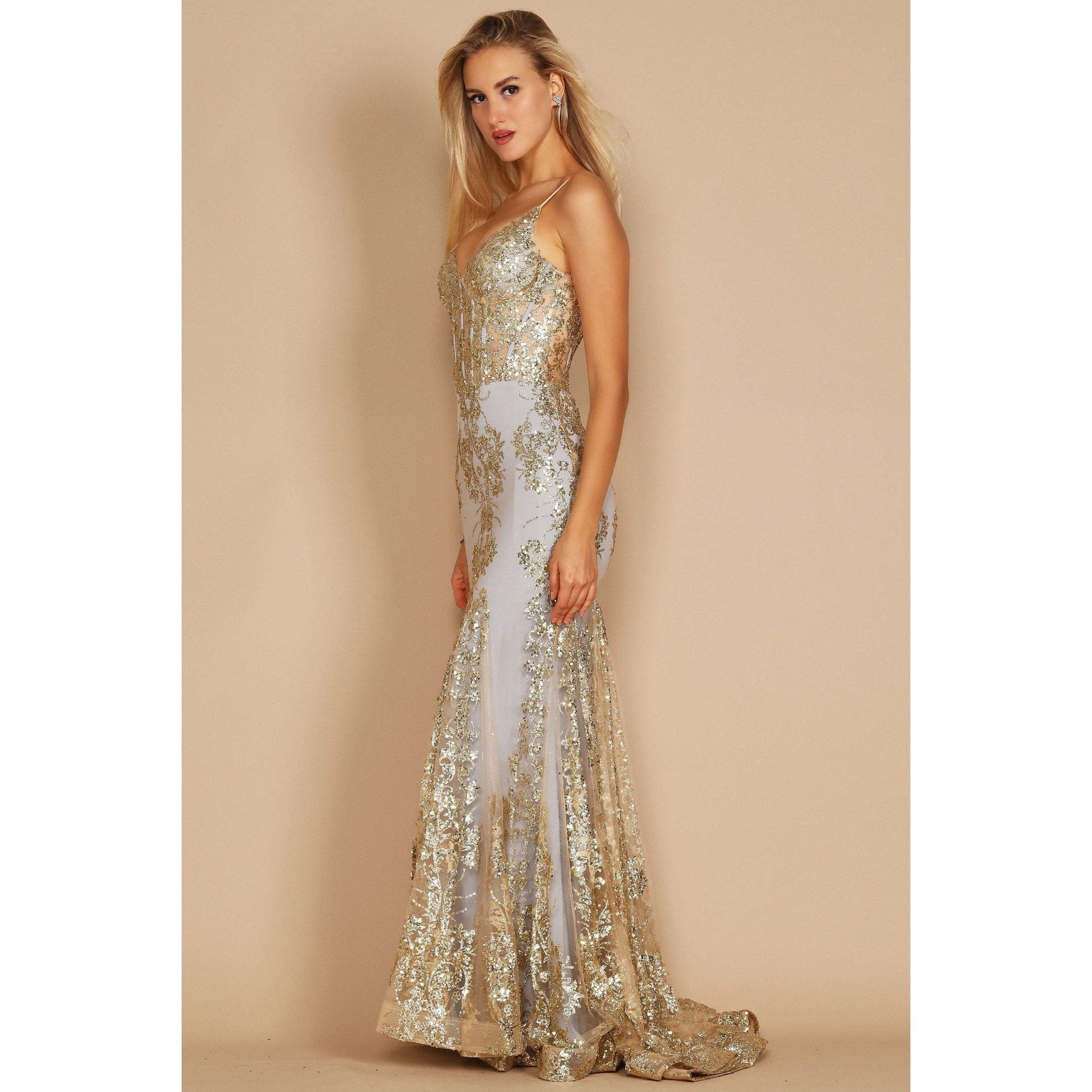 Fitted Corset Long Formal Prom Dress