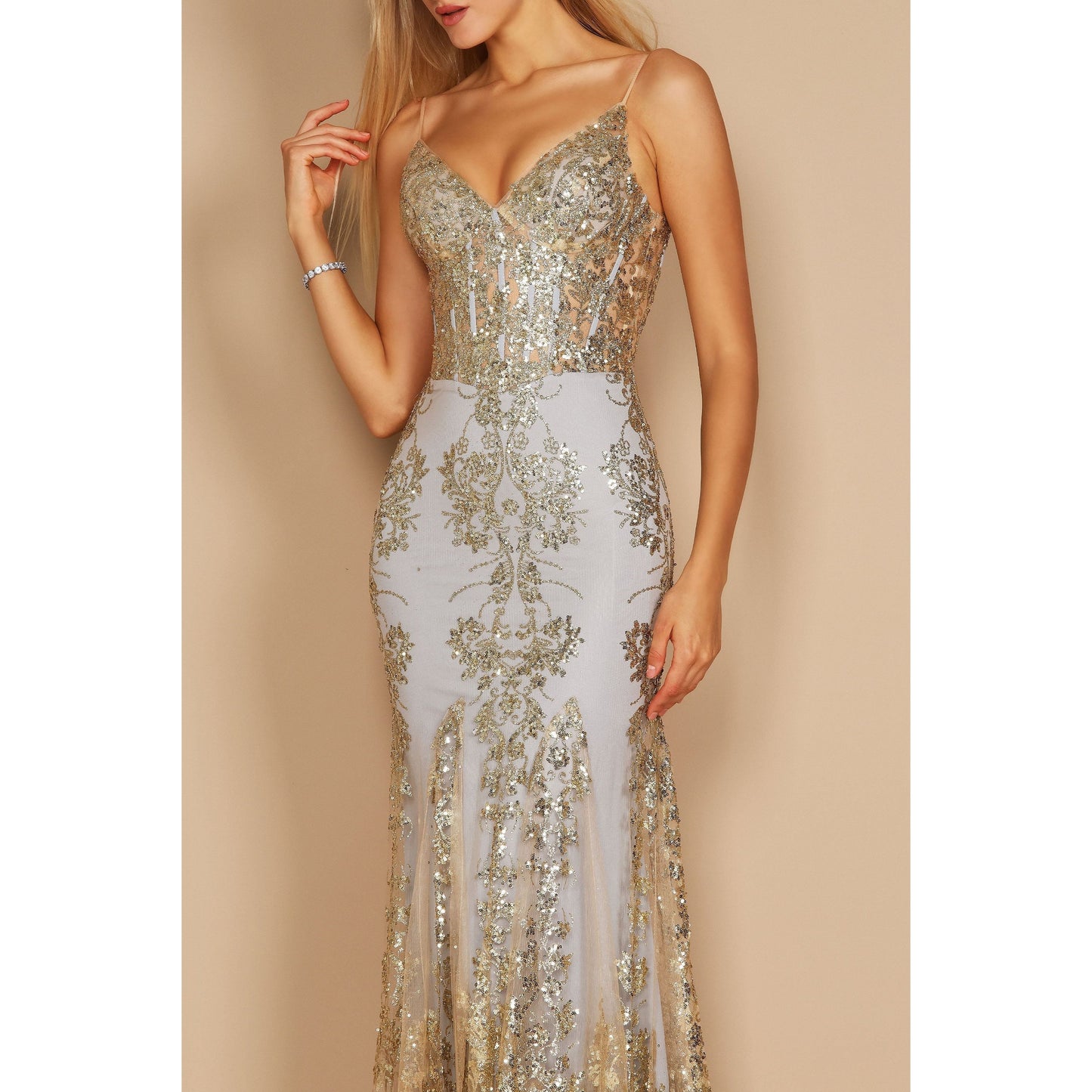 Fitted Corset Long Formal Prom Dress