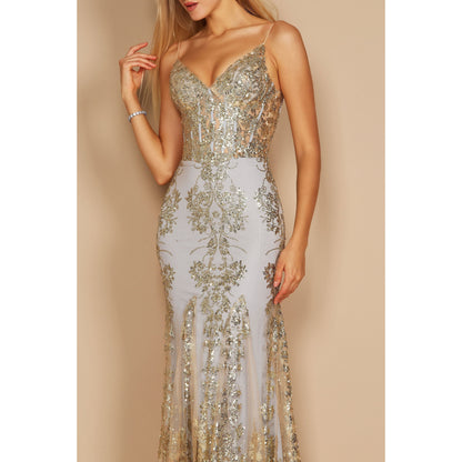 Fitted Corset Long Formal Prom Dress