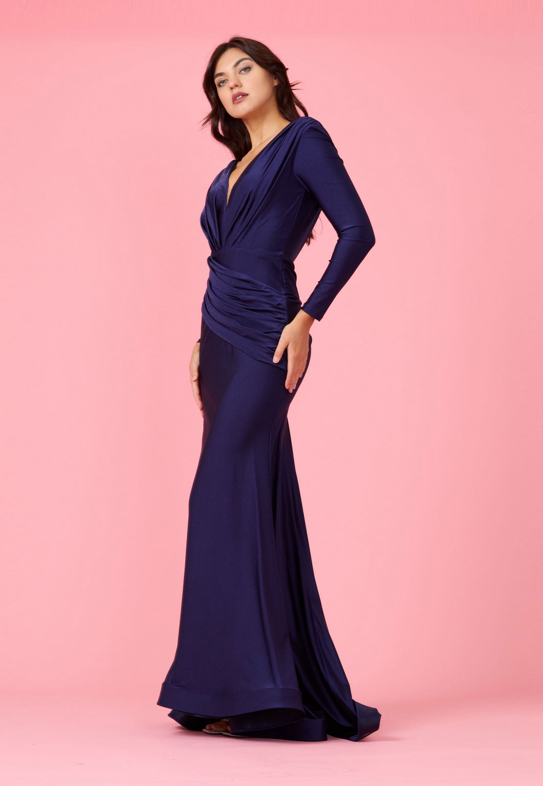 Long Sleeve Formal Fitted Evening Dress