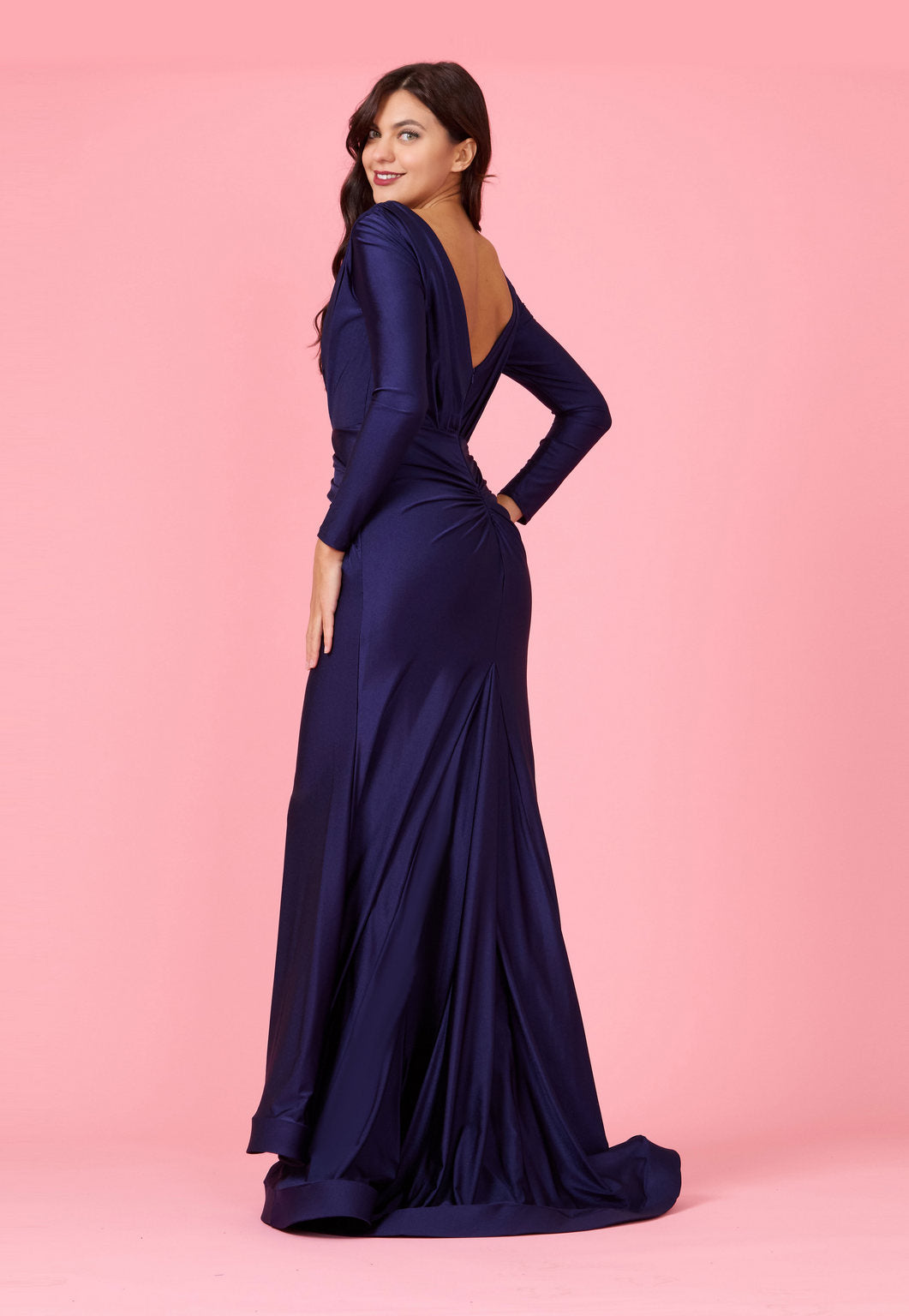 Long Sleeve Formal Fitted Evening Dress