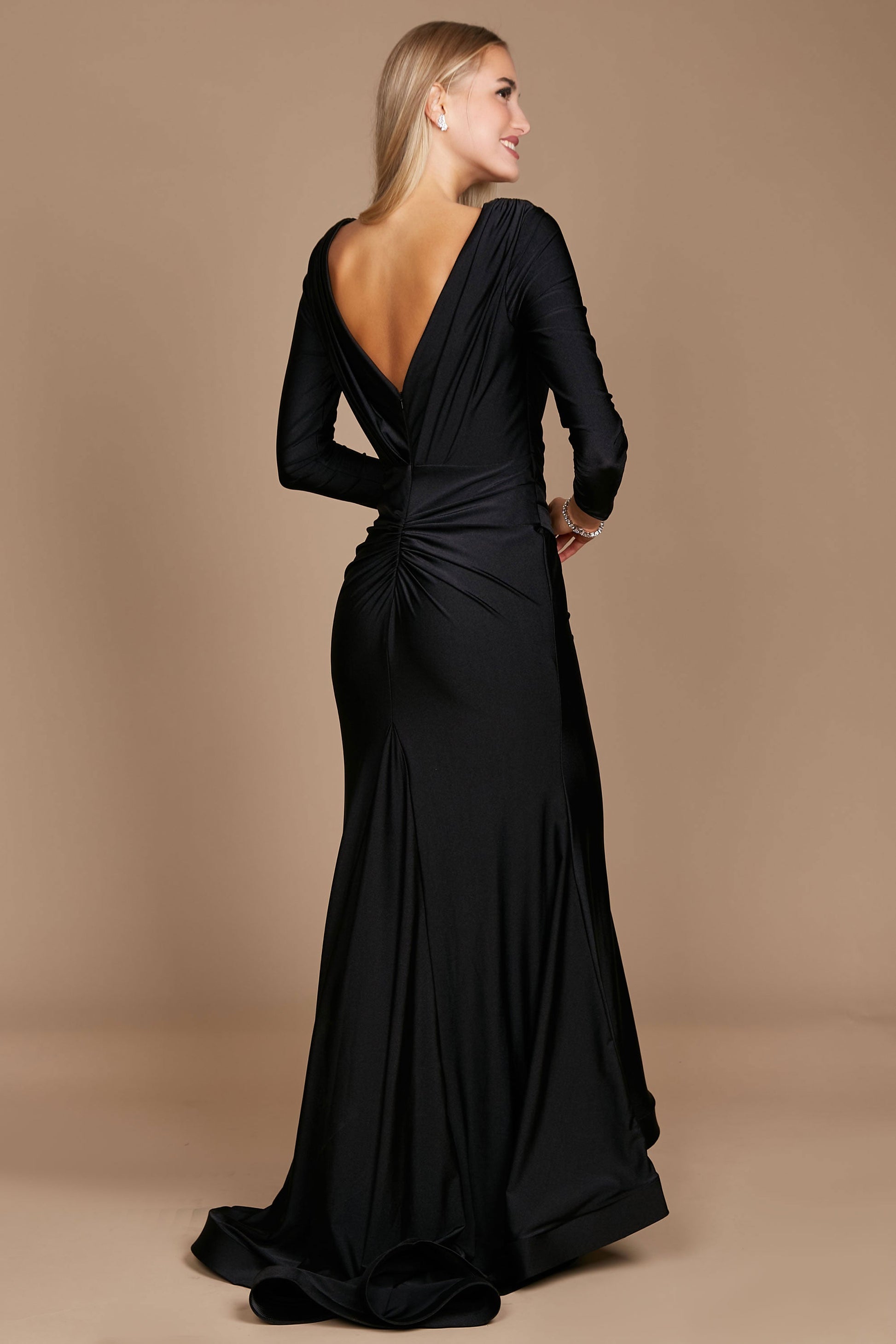 Long Sleeve Formal Fitted Evening Dress