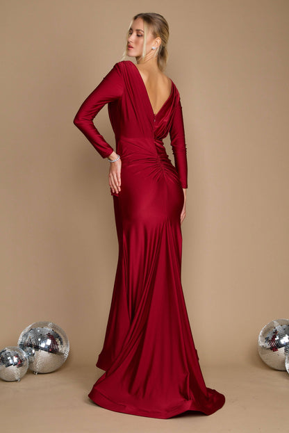 Long Sleeve Formal Fitted Evening Dress