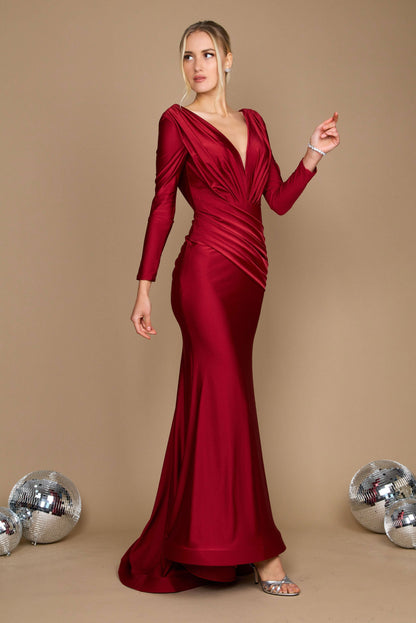 Long Sleeve Formal Fitted Evening Dress