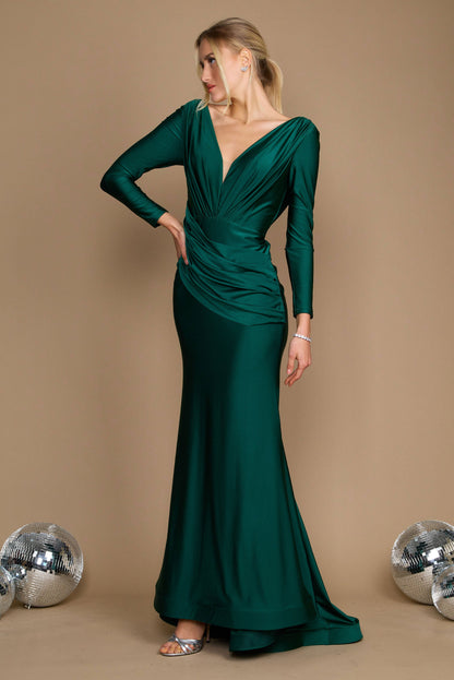 Long Sleeve Formal Fitted Evening Dress