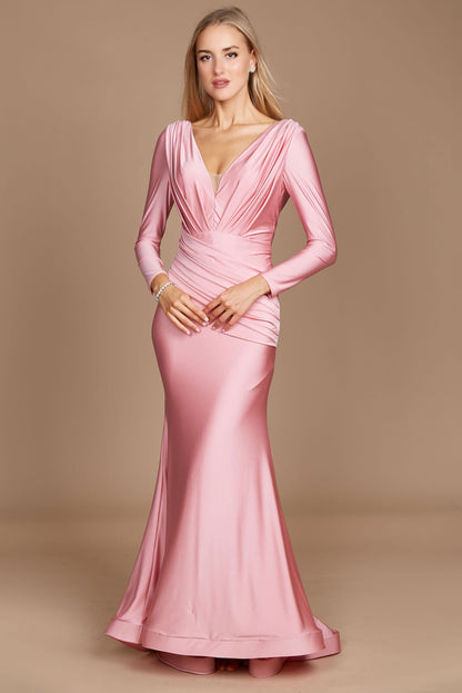 Long Sleeve Formal Fitted Evening Dress