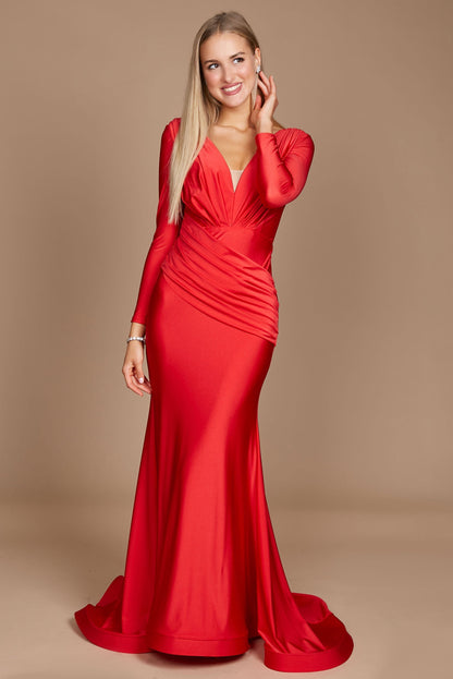 Long Sleeve Formal Fitted Evening Dress