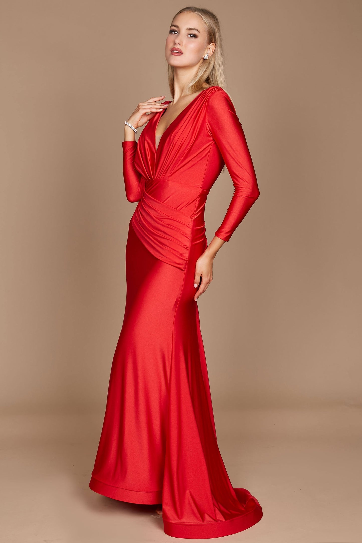 Long Sleeve Formal Fitted Evening Dress