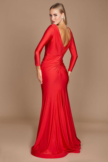 Long Sleeve Formal Fitted Evening Dress