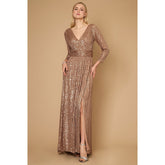 Sequin Long Sleeve Beaded Dress