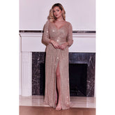 Sequin Long Sleeve Beaded Dress