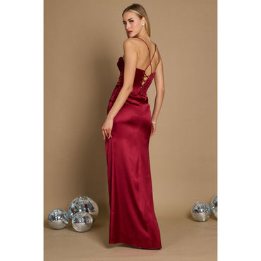 Draped Corset Cowl Long Prom Dress